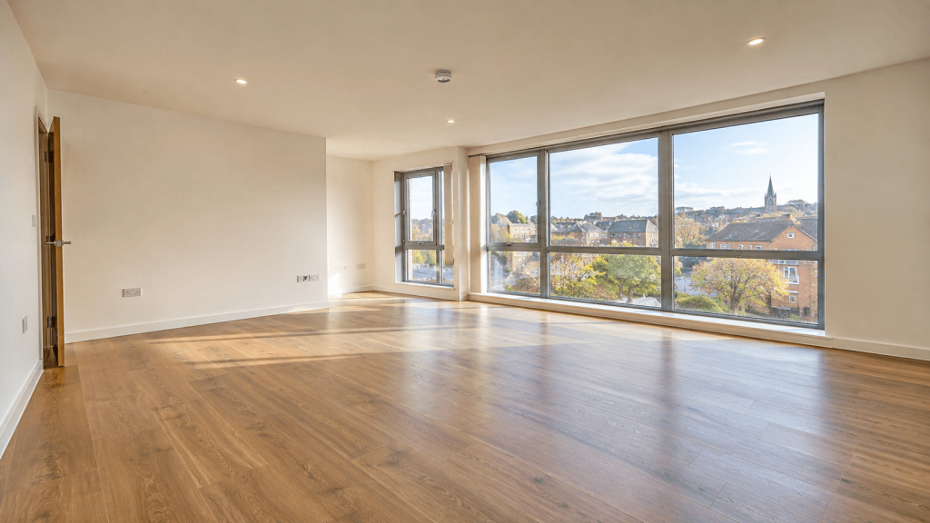 Pristine empty living room ready for end of tenancy inspection in Wakefield